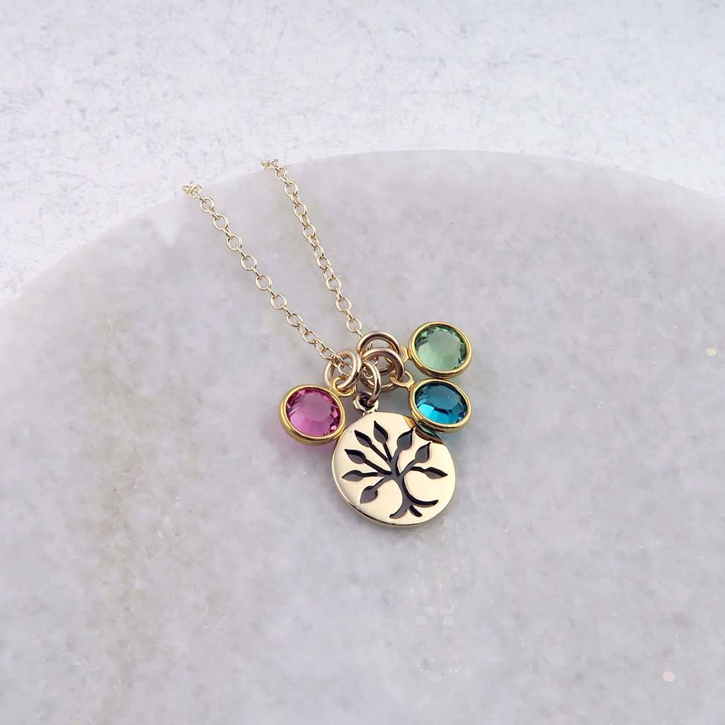 Gold Family Birthstone Tree Necklace By Wished For ...