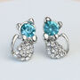 Blue And White Crystal Cat Stud Earrings, thumbnail 1 of 3