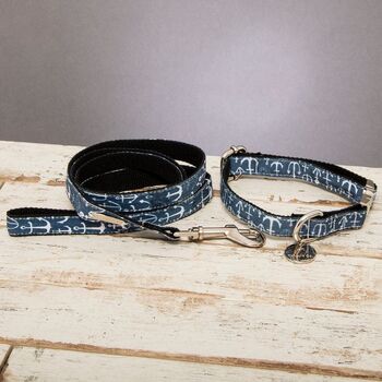 Salcombe Blue Nautical Collar And Lead Set, 5 of 7