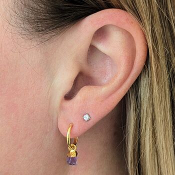 February Birthstone Earrings, Amethyst, Gold, 6 of 7