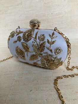 Off White Silk Oval Clutch Bag, 4 of 10