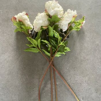 Artificial White Real Feel Peony, 4 of 11
