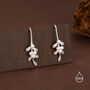 Sterling Silver Pearl Mistletoe Drop Hook Earrings, thumbnail 3 of 11