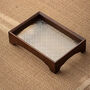 Glass Serving Tray With Wooden Frame – Walnut, thumbnail 1 of 4