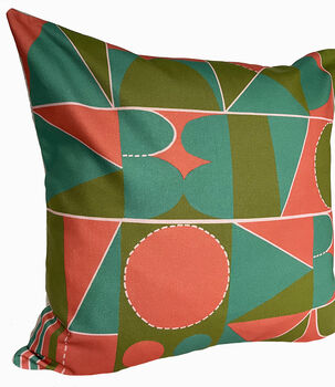 Taking Shape Cushion, Olive Green + Coral, 5 of 5