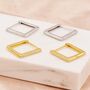 Sterling Silver Minimalist Cz Pave Square Huggie Hoop, thumbnail 1 of 12
