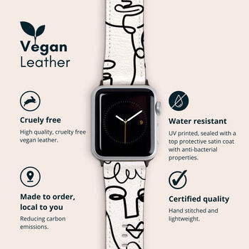 Line Art Faces Vegan Leather Apple Watch Band, 2 of 6
