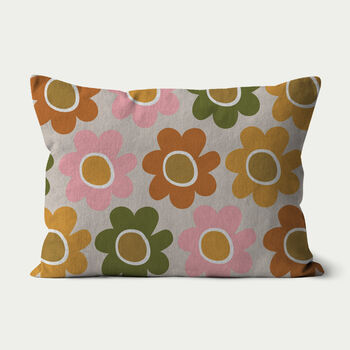 Retro Flowers Patterned Cushion, 2 of 2