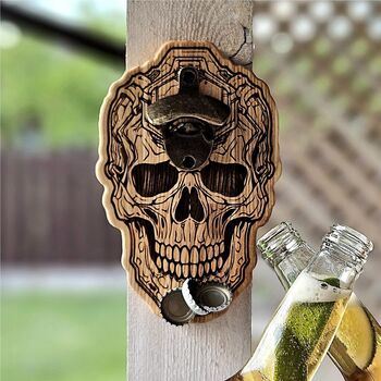 Handcrafted Magnetic Skull Wall Mounted Bottle Opener, 3 of 10