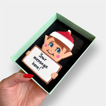 Personalised Cheeky Elf Letterbox Cookie, 4 of 11