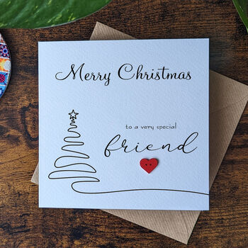Friend Christmas Card, 3D Wooden Heart, 2 of 4