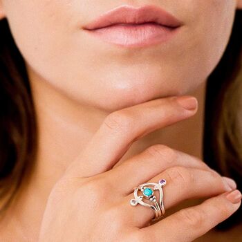 Holi Jewel Sterling Silver Birthstones Stacking Ring, 6 of 11