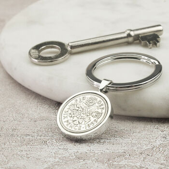 Personalised 70th Birthday Sixpence Coin Keyring, 3 of 7