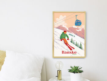 Bansko Ski Resort Bulgaria Travel Poster Art Print, 3 of 8