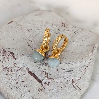 The Orb Aquamarine March Birthstone Earrings, 3 of 5