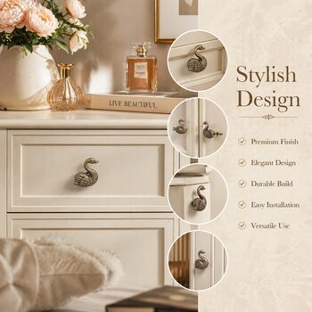 Elegant Swan Brass Cabinet Knob, 9 of 9
