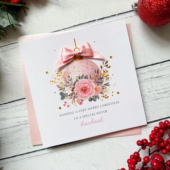 Handmade Pink Bauble Christmas Card, 2 of 7