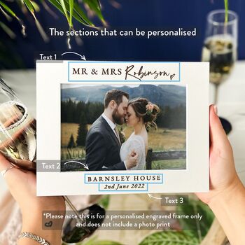 Personalised Newlywed Couples Wedding Photo Frame Gift, 5 of 12