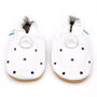 Dotty Fish White Stars Soft Leather Baby Shoes With Barefoot Soles, thumbnail 6 of 8