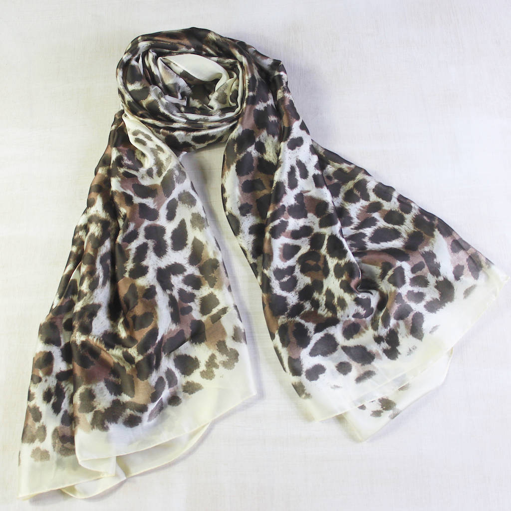 Classic Leopard Print Silk Scarf By My Posh Shop