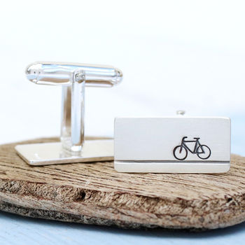 Silver Bike Cufflinks. Gift For Cyclist, 7 of 7