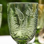 Set Of Four Botanical Fern Green Wine Goblets, thumbnail 4 of 7