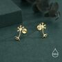 Tiny Neuron Cell 16 G Internally Threaded Flat Back Earrings In Sterling Silver, thumbnail 4 of 12