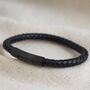 Men's Black Leather Bracelet With Matte Black Clasp, thumbnail 2 of 6