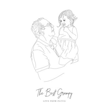 Personalised Grandparent Portrait Line Drawing, 5 of 7