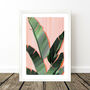 Pink And Green Banana Leaves Art Print, thumbnail 6 of 8