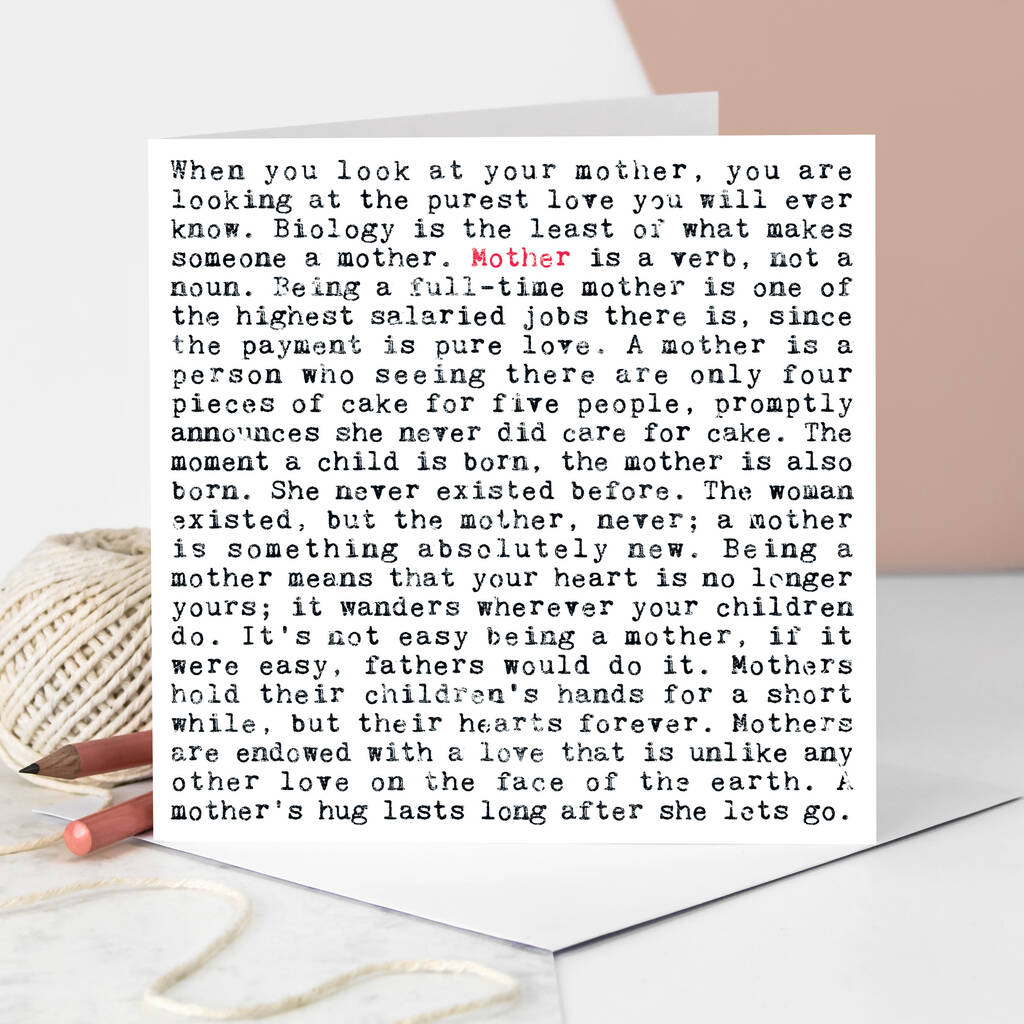 Motherhood Quotes Greeting Card For Mum, 1 of 9