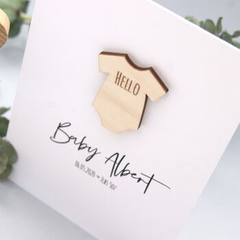Hello Little One Personalised Babygrow New Baby Card, 4 of 4