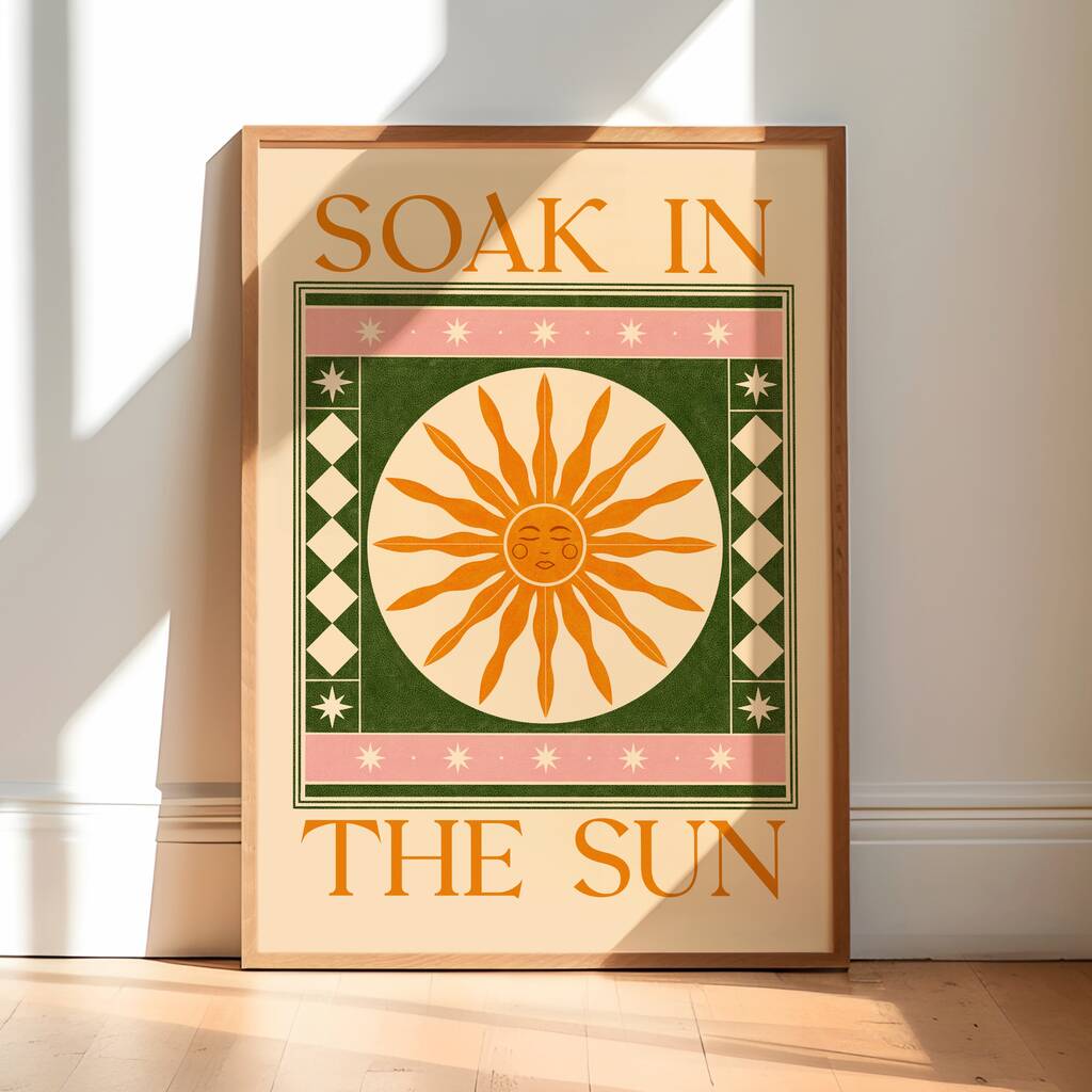 Soak In The Sun, Bohemian Sun Art Print, 1 of 3