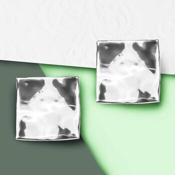 Polished 18kt Gold Plated Silver Square Clip On Earrings, 6 of 7