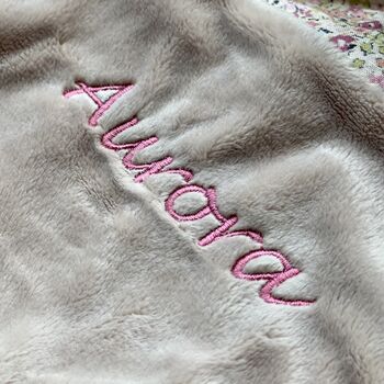 Personalised Beige Floral Bunny Comforter Blanket, 4 of 6