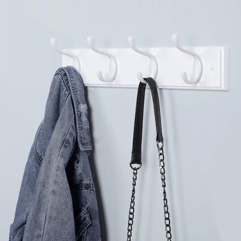 Wall Mounted Coat Rack With Double Metal Hooks, 3 of 10