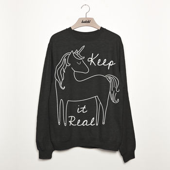 Keep It Real Unicorn Women's Slogan Sweatshirt, 2 of 2