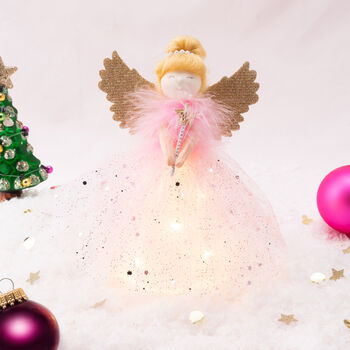Pink Sugarplum Fairy Light Up Angel Tree Topper, 3 of 9