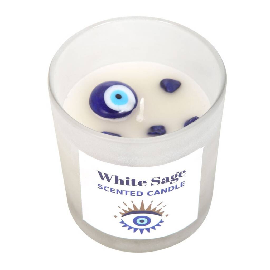 White Sage Crystal Chip Protection Candle, 1 of 7