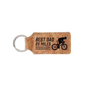 Rectangular Cork Keyring 'Best Dad By Miles' | Cyclist | Cycling Gift | Keyring | Novelty, 3 of 3
