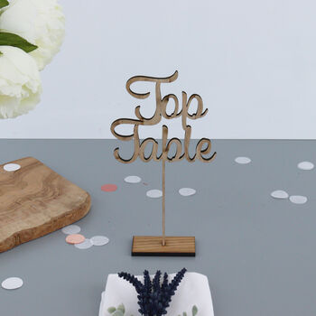 Wooden Cut Out Wedding Table Numbers On Stand, 5 of 6