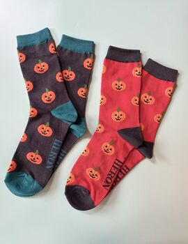 Halloween Pumpkin Bamboo Socks, 4 of 10