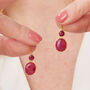 Ruby Cabochon Gold Plated Silver Double Drop Earrings, thumbnail 10 of 11