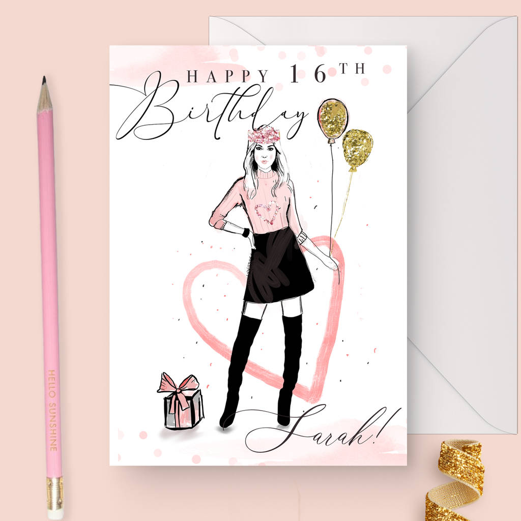 Personalised Birthday Card 'chic Balloon' By Peach Tea Studio 