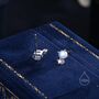 Sterling Silver Tiny Cz And Moonstone Stud Earrings, thumbnail 4 of 11