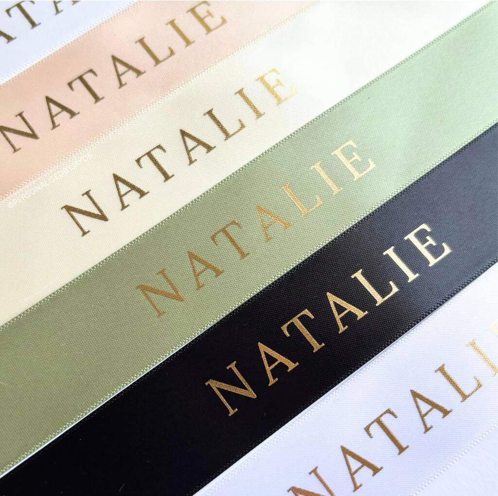 10 Personalised Wedding Satin Ribbon For Glasses, 1 of 2