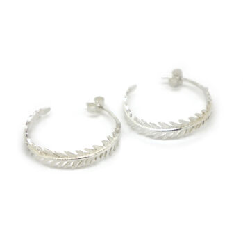 Fern Silver Hoop Earrings, 2 of 6