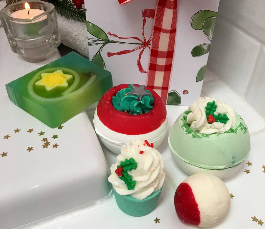 christmas bath bombs and luxury soap gift set by pink pineapple home ...