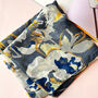 Blue Abstract Floral Printed Scarf — Personalised Gift Card And Gift Box Option, thumbnail 2 of 11