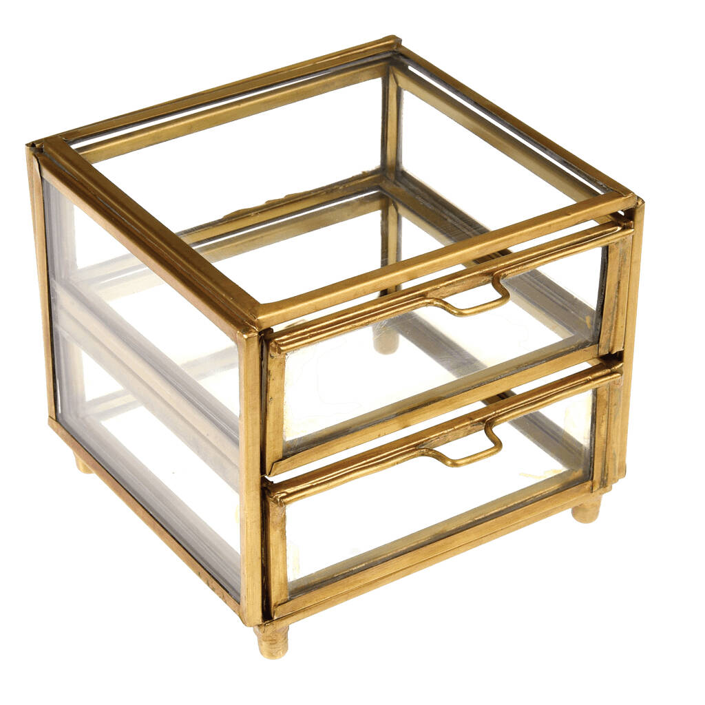 Two Tier Antique Brass Jewellery Box By Posh Totty Designs Interiors